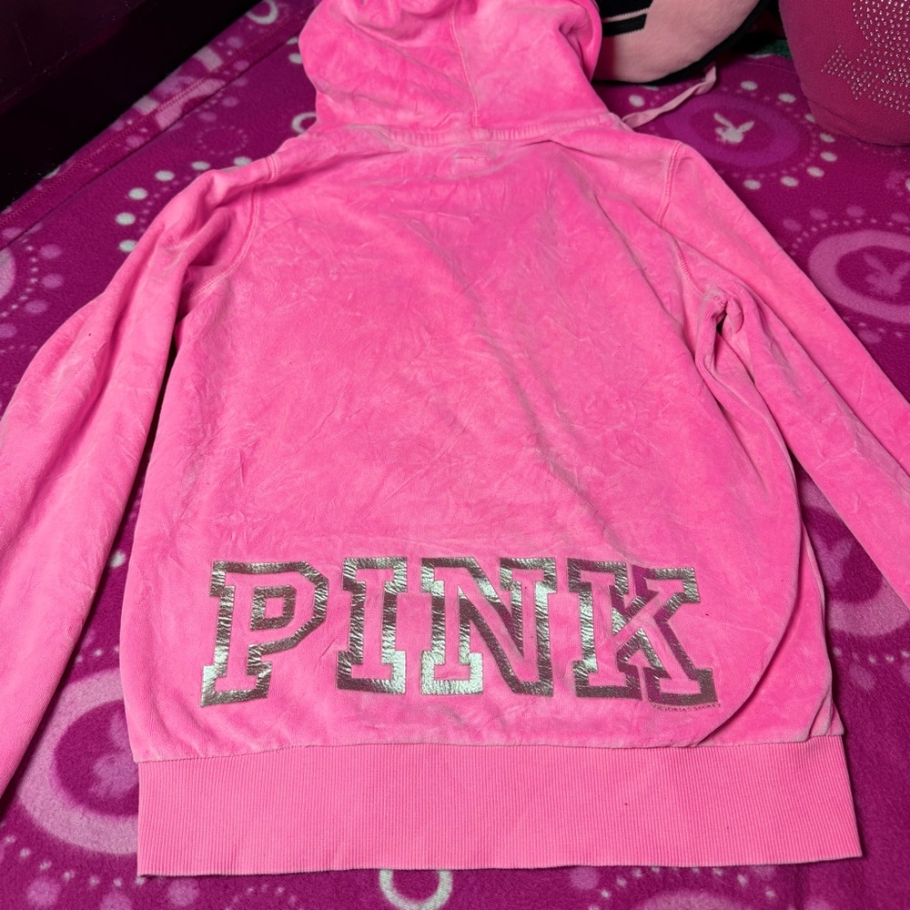 Victoria’s Secret PINK Velour Matching Tracksuit Set Bright Pink - Picture 8 of 11